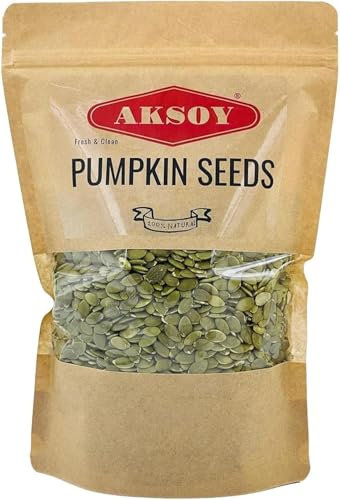 Aksoy Pumpkin Seeds 1KG AA Raw High Grade Premium Quality, GMO-Free & Vegan High in Protein & Fiber, Perfect for Snacking, Baking, Salads, Healthy Recipes & More (Packaging May Vary)