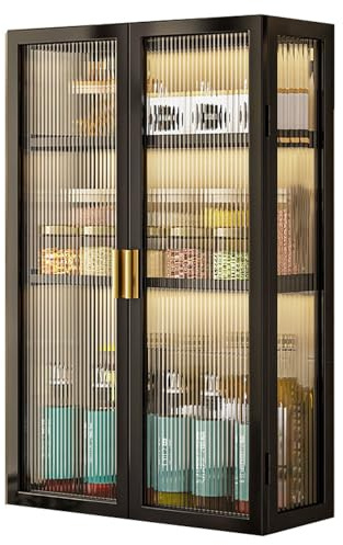 Mobiletto da Parete in Metallo con Anta in Vetro sopra Il WC, mobiletto portaoggetti per Bagno, Soggiorno, Cucina, Armadio pensile per ulteriore Spazio di archiviazione