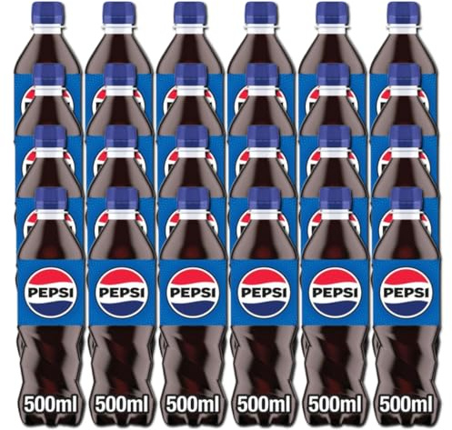 Pepsii Original Cola Flavoured Fizzy Soft Drink with Sugar and Sweetners 500ml Bottle Suitable for Vegan Recyclable (Pack of 24)