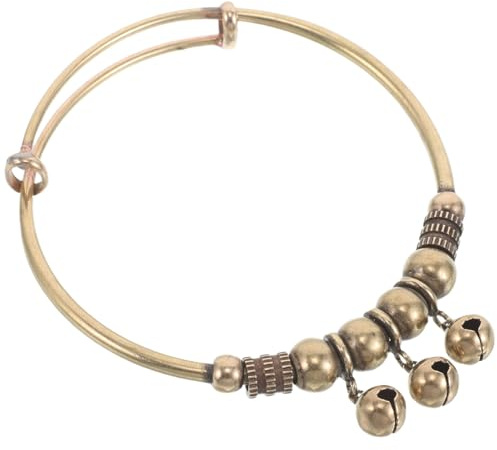 NOLITOY Bracelet Manchette Ethnique en Cuivre Vintage avec Clochettes, Réglable, Résistant à L'usure, Style Rustique Usage Quotidien