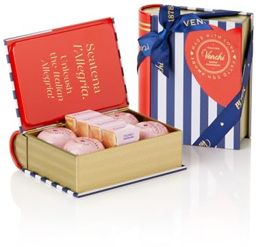 Venchi - Mini Libro con 8 Bombones Surtidos, 105 Gr, Sin Gluten, Sin Colorantes ni Conservantes, Idea de Regalo San Valentín