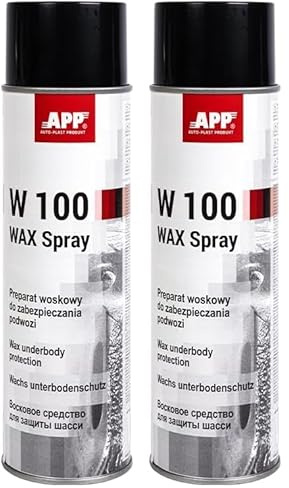 APP W100 WAX Cera Spray di Protezione Sottoscocca Auto | Cera Sottoscocca | Antiruggine, Antipietrisco e Antirombo Sottoscocca Protezione per Auto, Moto, Caravan | Nero | 500 ml (Confezione da 2)