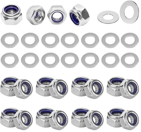 50Pcs M4 Nylock Nuts, 4mm Stainless Steel Hex Nut, Nylon Insert Lock Nut With Thread for M4 Bolts, Screws and Washers