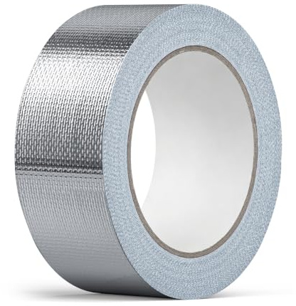 wordmouk Ruban Adhésif Aluminium Renforcé par Fibre de Verre Bande | Auto Adhésive en Aluminium Isolation Ignifuge Barrière Contre Vapeur Bande Adhesive Pour Tuyauteries Haute Temperature