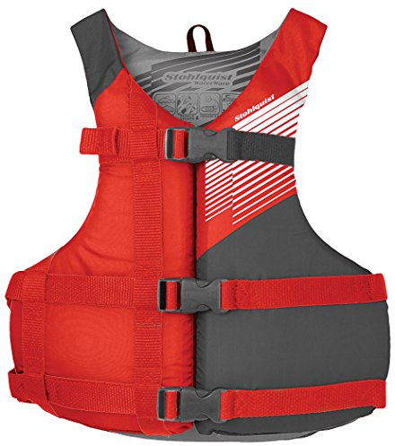 Stohlquist Fit Youth/Adult (75-125 Lbs) PFD Life Jacket Vest - Coast Guard Approved, Soft Lightweight Buoyancy Foam, Fully Adjustable, Buckle for Extra Security | Red & Gray