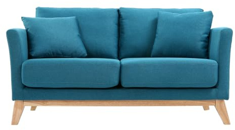 Miliboo - Divano scandinavo 2 posti foglia di té e piedi in legno chiaro OSLO