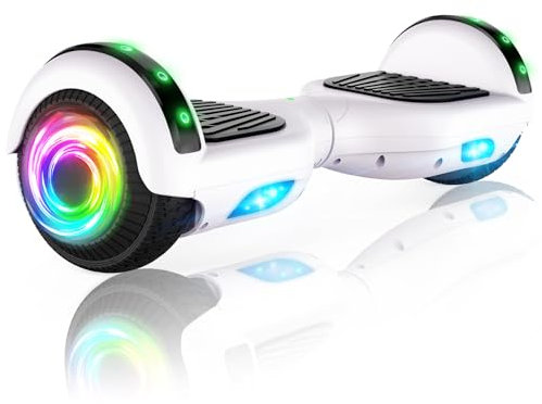Sisigad hoverboard monociclo scooter 16,5 cm a due ruote autobilanciante hoverboard con altoparlante Bluetooth e luci LED scooter elettrico per adulti Kids Gift UL 2272 certificata, White-Bluetooth