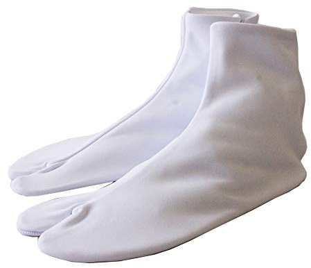 Orishouren Toray Non Iron Adult Japanese Kimono Tabi Socks with 5 Kohaze Clasps White L