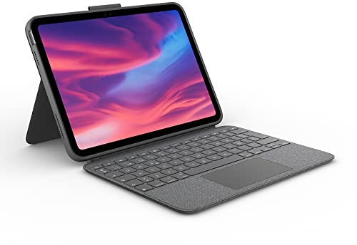 Logitech Combo Touch, Funda con Teclado extraíble para iPad (10.a generación) y A16 Gran trackpad de precisión, Teclado retroiluminado de tamaño Normal y tecnología Smart Connector,QWERTY ESP - Gris
