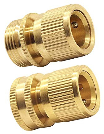 Tesmotor Garden Hose 3/4 inch Female & Male Quick Connector, Water Hose End Brass Connector Fitting（1 pair）