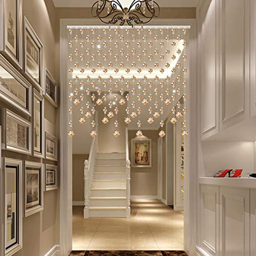 ZHOUXIAO Cortina con Cuentas De Cristal De Oro, Abalorios Colgantes De La Puerta, Cortina De Cristal De Cristal Cortina De Cuerdas Cortina De Cortas Panel De Ventana Closet S 90 x 80cm