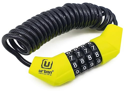 URBAN UR446 Vorhängeschloss Helm Motorrad Fahrrad Roller Rollendes Stahlkabel mit Kombinationscode Ø4, 150cm Kette Leichtes Anti-Diebstahlschloss Mini Ausziehbares Fahrrad