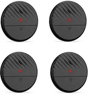 Lancoon Alarme de fenêtre de Porte avec capteur de Vibration Noir 4 Packs 125dB Détecteur de cambriolage Fin et Puissant avec indicateur LED à sensibilité réglable pour la sécurité à Domicile