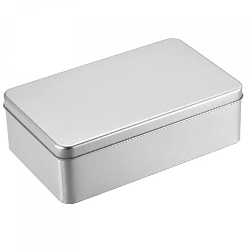 sourcing map Metal Tin Box, 7.09 x 4.33 x 2.17 with Lids, Silver Tone | Rectangular,Empty Tinplate Containers ,for Home Organizer, Candles, Gifts, Car Keys, Crafts Storage