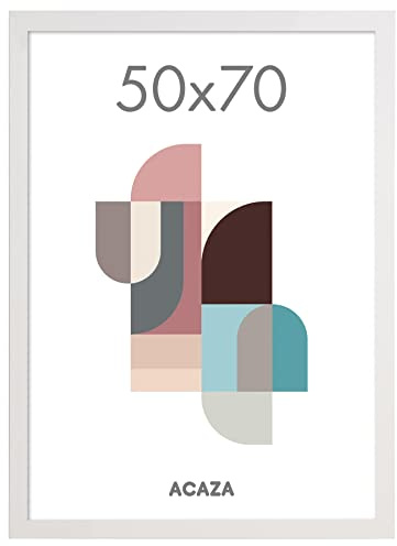ACAZA Cadre Photo 50x70 Blanc, Pour Puzzle 1000 pièces, Pour Photos, Posters, Puzzles et Affiches, En Bois et Verre Plexi, Format B2, White