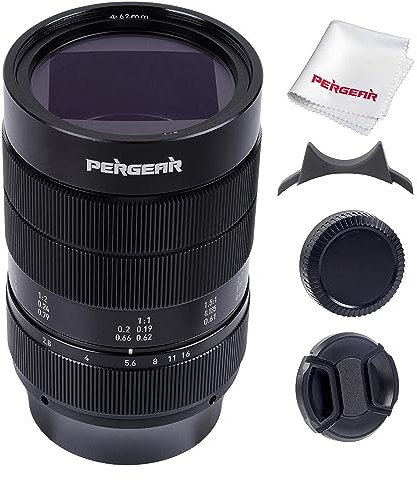 PERGEAR 60 mm F2.8 II Lente Ultra Macro con Aumento de 2X, Compatible con cámaras sin Espejo Canon EOS-R de Marco Completo EOS R RP R5 R6 R7
