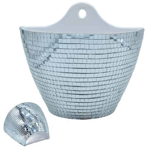 Discokugel-Wandpflanzgefäß,Wandmontiertes Discokugel-Pflanzgefäß, Wandhängender Discokugel-Übertopf, Hängender Disco-Übertopf, Spiegel-Disco-Kugelvase, Boho-Blumentöpfe für Innen- und Außenpflanzen