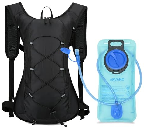 Arvano Mochila de hidratación con bidón de Agua de 2 litros, Mochila de Ciclismo Ligera para Correr, Esquiar, Senderismo y Ciclismo, Mochila de Agua pequeña para Hombres y Mujeres