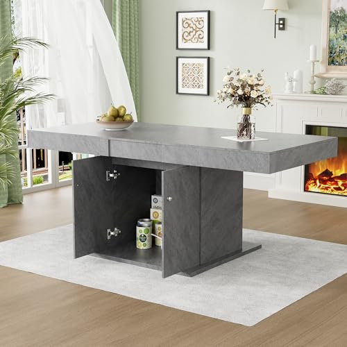 NIUAWASA Ausziehbarer Esstisch Mit Stauraum, L140/180*W80*H76cm, Rechteckig, Kaffee-Freizeittisch, Platzsparender Multifunktionaler Automatischer Teleskoptisch (Grau)