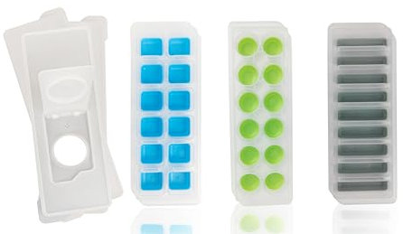 Axinost, 3 stampi per cubetti di ghiaccio in silicone con coperchio, senza BPA. Adatti per cubetti di ghiaccio, cocktail, whisky, caffè e bottiglie, e per conservare i cibi per bambini.
