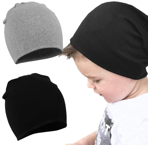 COYUN 2 Stück Kinder Slouch Beanie Mütze, Kinder Wintermützen, Kinder Unisex Mütze, Weiche Wintermützen für Jungen Mädchen, Warme Kindermützen Doppellagige Baby Strickmütze, Warm Mütze Mützen