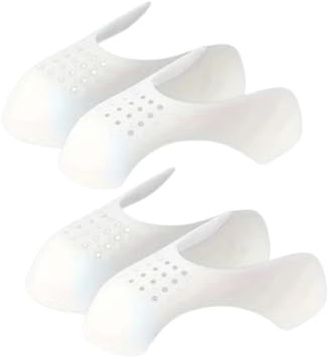 Boolavard 4 st anti-rynk skoskydd – plast sneakers hopfällbara skydd, justerbar tåbox grencard för skovård och underhåll (vit, liten EU 35-40)