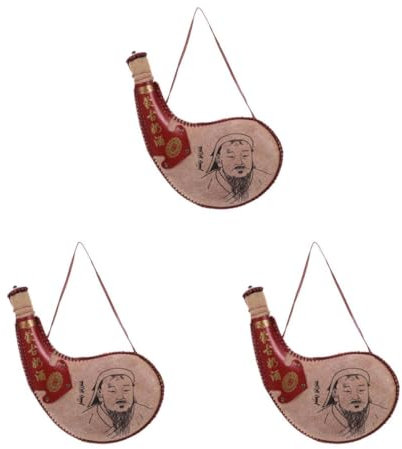 PRETYZOOM 3 Pièces Cruche à Vin Trousse Poche Pot De Stockage De Lait Accessoire Photo Maison Bota Portable Accessoire De Performance De Danse Cave à Vin Portable Brown Chiffon