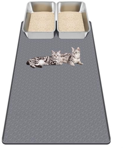 Tappetino per Lettiera Kalolary - Extra Large 130 x 65 cm Tappetino in Silicone per Gatti, Antispargimento, Morbido sulle Zampe, Impermeabile e Facile da Pulire (Grigio (130 x 65 cm))