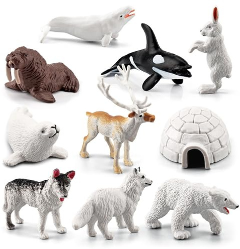 HoveeLuty 10 Pezzi di Figure di Animali per Bambini Piccoli, Giocattoli realistici a Forma di Orso Polare cognitivo, Figure di Animali artici Simulati, Decorazioni da Tavolo con artici, Giocattoli