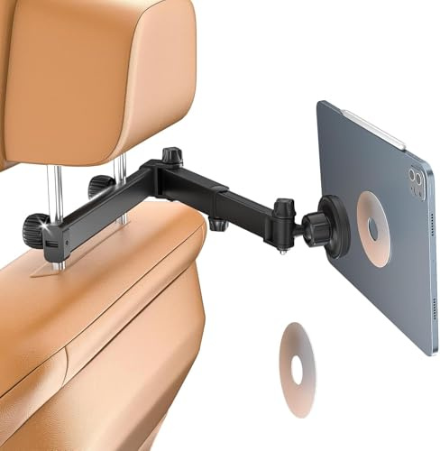 OHLPRO surfplattehållare bil i mitten, 26 cm utdragbar aluminiumarm bil surfplattehållare nackstöd surfplattehållare universal resetillbehör barn nackstödshållare för iPad switch surring smartphone 4