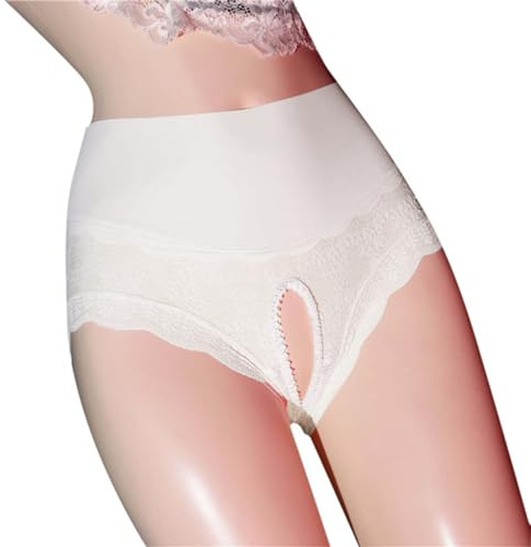 Genérico Tanga Abierto de Encaje Braguitas Mujer Ropa Interior con Abertura Sexy Encaje Tangas Mujer Ropa Interior Sexy Tanga Hilo Abierto Bragas sin Costuras Talla Grande Regalo Corto para Novia