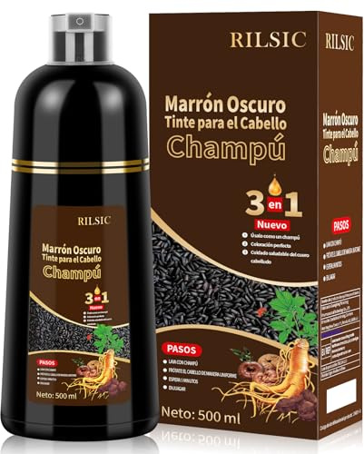 Champú Tinte Cubre Canas, 500ML Hair Dye Shampoo 3 en 1, Champu Tinte Canas Mujer Hombre, Champú de Color Tinte Pelo, Pelo instantáneo, Cubre Canas En Minutos para Mujer Hombre (Castaño Oscuro)