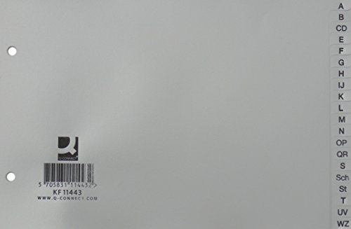 Q – Connect – kf11443 registro – A – Z, PP, A5 horizontal, 20 hojas, Gris