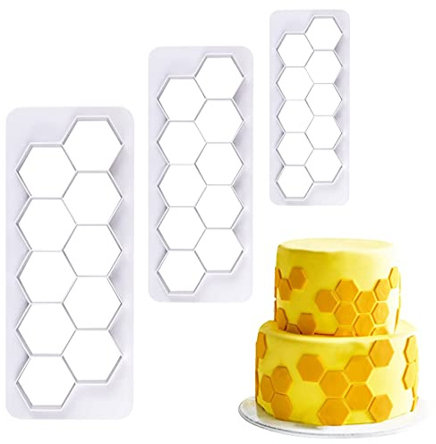 Mity rain Hexagon Cookie Cutter - Geometric Multicutter- Football Cake Fondant Cutter - 3 Size,Hexagon Biscuit Cutters,Novel Creative Cake Decorating