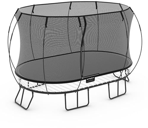 Springfree Oval Outdoor Backyard Trampoline w/ Safety Flexi Net Enclosure & Soft Edge Mat - Springless Recreational and Fitness Trampolines for Kids, Adult and Family Jumping