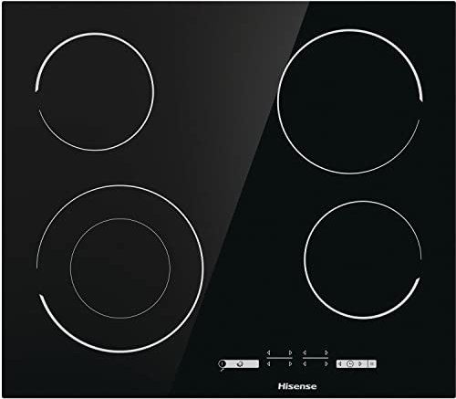 Hisense E6432C Built-in 60cm Electric Ceramic Hob with Child Lock, Touch control, Timer Function - Black 7200W, 20 x 24 x 2 inches (L x W x H)