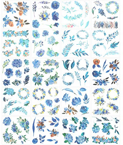 allydrew Washi Scrapbooking Stickers Box Set, Blue Floral (20 Sheets)