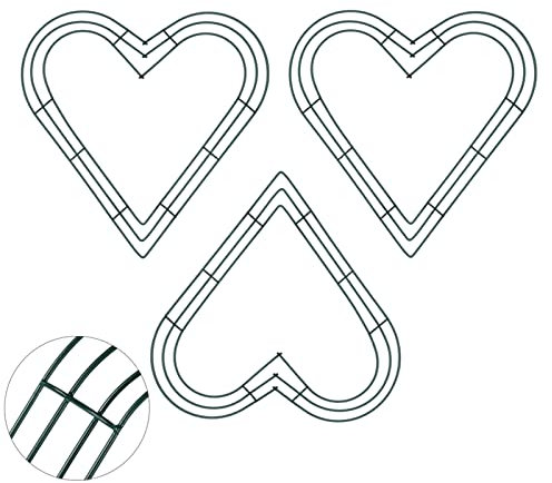 Mienocol 3Pack 12Inch Green Christmas Wire Wreath Frame Heart Metal Wreath Frame Making Wire Wreath Form Flower Wreath Frames for DIY Floral Crafts Xmas New Year Door/Wall Decor Wreath Supplies…