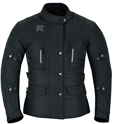 RS Motorradjacke für Damen, Textil, Winter, wasserdicht, mit CE-Protektoren, Schwarz , 42