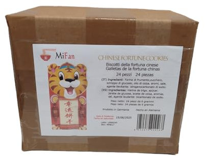 MiFan Fortuna Box - Biscotti della Fortuna Cinesi, Biglietti Profetici, Auguri in Italiano, Confezioni Varie, Sapore Vaniglia (24 Pezzi)