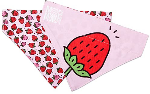 Max & Molly Wendehalstuch aus Stoff für Hunde und Katzen, um Bandana sicher an Ort und Stelle zu halten (rosa Erdbeeren, Mittelgroß)