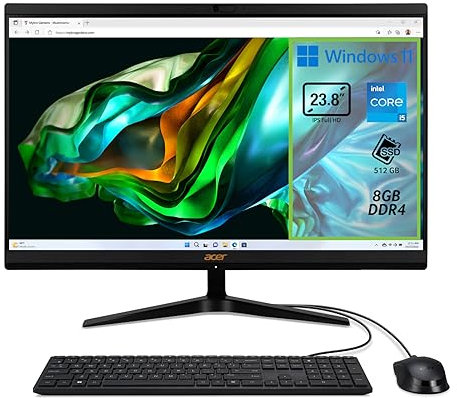 Acer Aspire C24 – 1800 Desktop-PC, Prozessor Intel Core i5 – 12450H, RAM 8 GB DDR4, 512 GB SSD, Display 23,8 Zoll IPS FHD LED LCD, Intel UHD, WLAN, Webcam, Windows 11 Home
