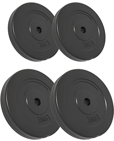 vidaXL 4X Placas de Pesos Entrenamiento Fuerza Barra Fortalecimiento Muscular Levantamiento Pesas Habitación Casa Hogar Cemento 30 kg