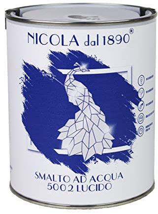 Smalto Acrilico a Base di Acqua, Per Interni ed Esterni, Made in Italy, Blu Lucido - Formato 1 lt