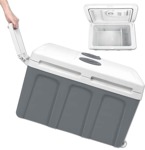 Froadp Nevera Eléctrica Portátil para Coche 12v y 230v Refrigerador Eléctrico de Camping con Función de Refrigeración y Calefacción 48 Litros con Asa de Transporte Cajón Congelador para Camión Barco