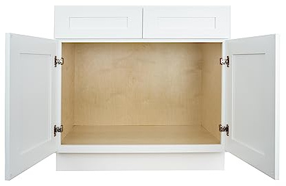 Hollywood Fabiani Design Sink Base Kitchen Cabinet 30 in. W x 24 in. D x 34.5 in. H in Shaker White Ready to Assemble