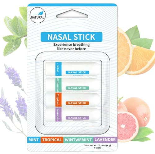 4PCS Nasal Stick,Nasal Inhaler,Portable Nasal Congestion Inhaler,Aromatherapy Nasal Inhaler Stick,Aromatherapy Inhaler,Nasal Strips,Blocked Nose Relief,Nose Unblocker,Nasal Inhaler Stick,Nose Inhaler