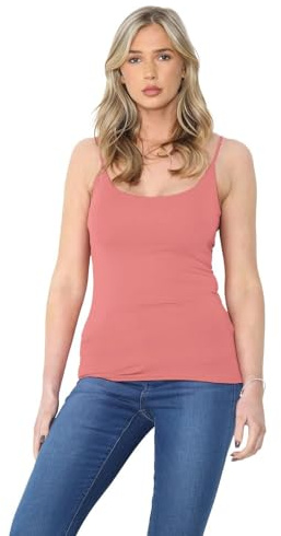 Hamishkane® Dam enkel bodycon cami band ärmlös linne, smal passform rund hals väst toppar kvinnor Storbritannien, stretchig gymkläder, avslappnad sommar damväst, Rost, 8-10