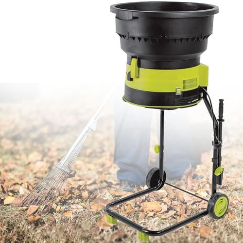 Electric Garden Leaf Mulcher and Shredder with Wheels, Rake, and Storage Bag for Efficient Yard Cleanup, 8000RPM, 54cm Funnel