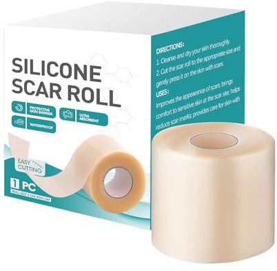 Rollo Parches Hidrocoloides, 4X150CM Cinta Silicona Ultrafina Cicatrices, Apósitos Hidrocoloides Impermeables Láminas Silicona para Cicatrices, Rollo Apósitos Hidrocoloide Transpirables Grados Médico